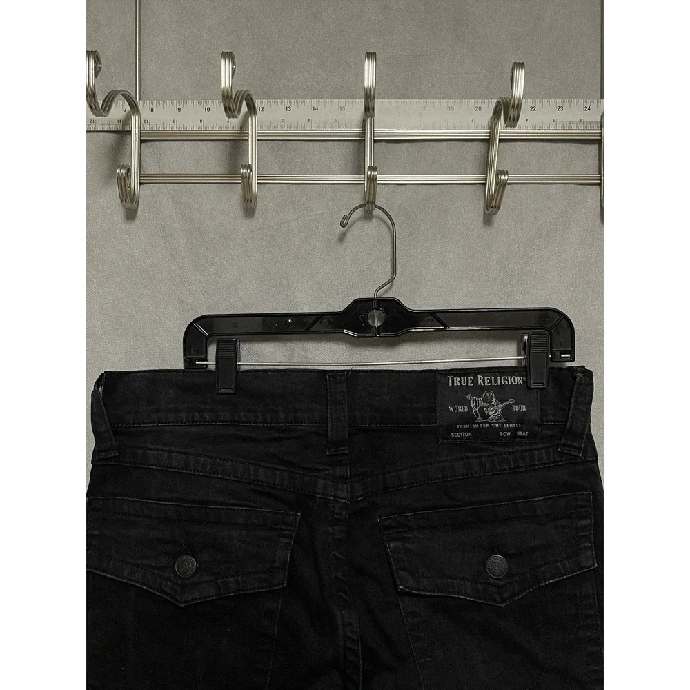 True Religion Jeans Men 33x33 Black Ricky Relaxed Straight Stretch Flap Pockets